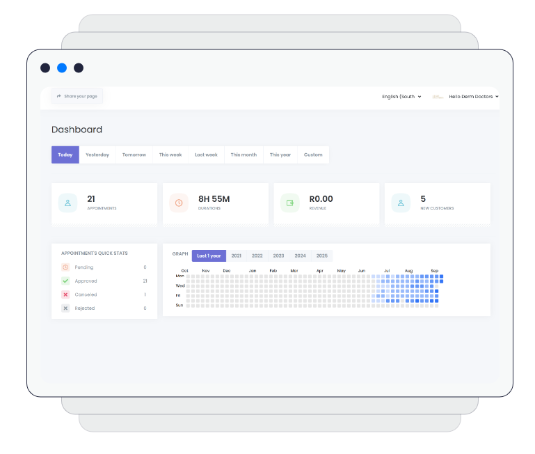 The BookDoc practice dashboard