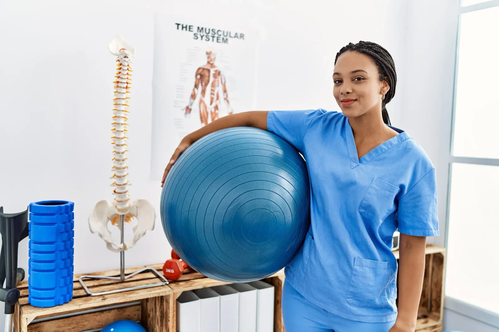 A South African physiotherapist in their practice