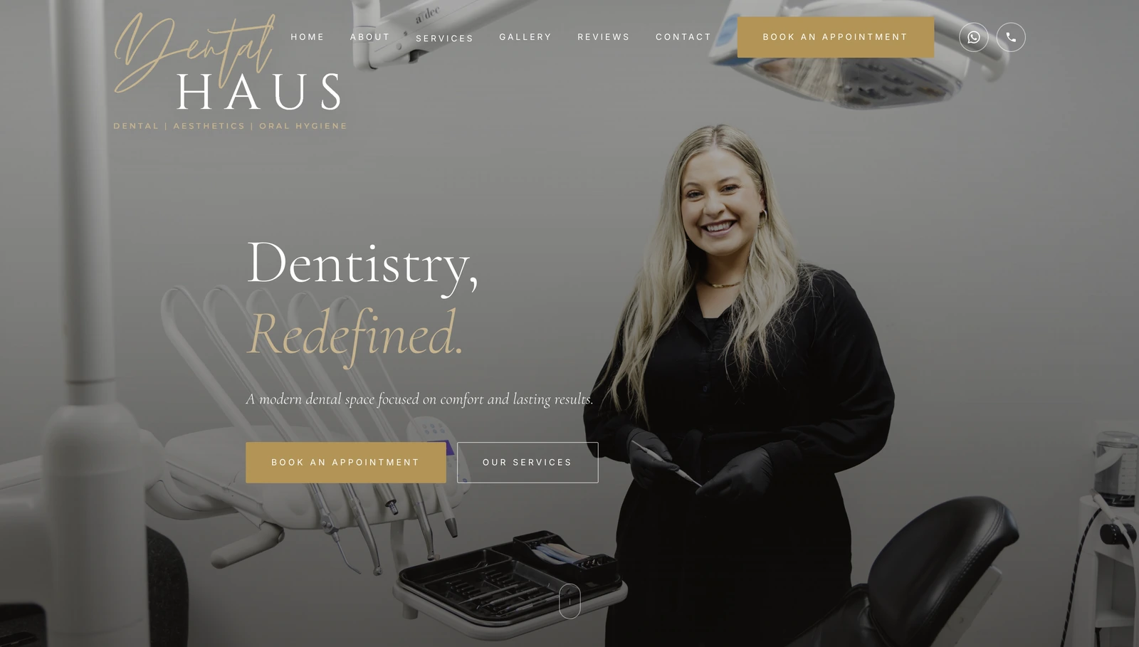 The Haus dental website, designed by Avily