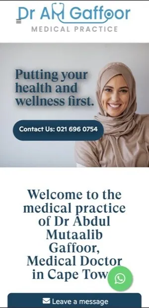 The same website on mobile