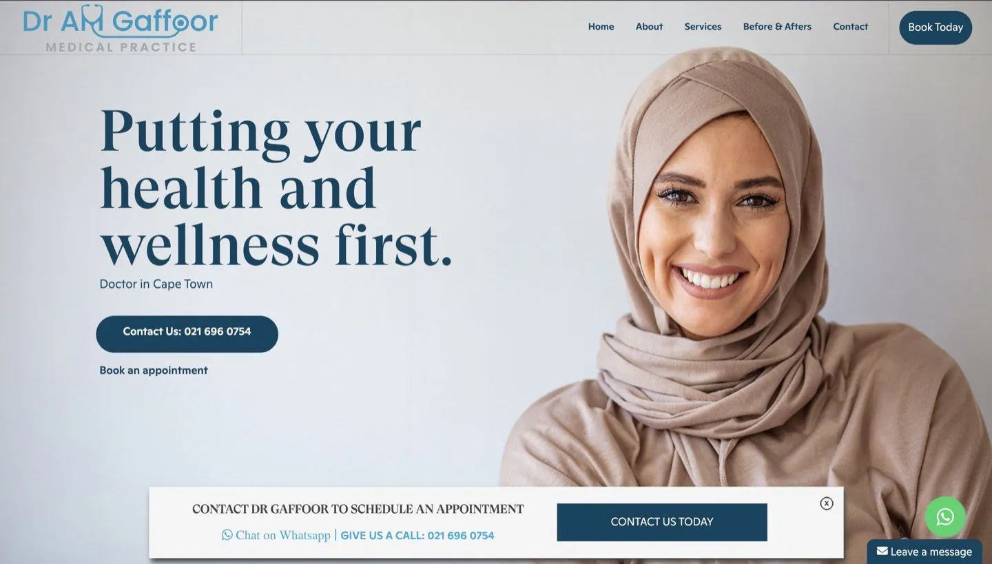 Dr AM Gaffoor website, designed by Avily