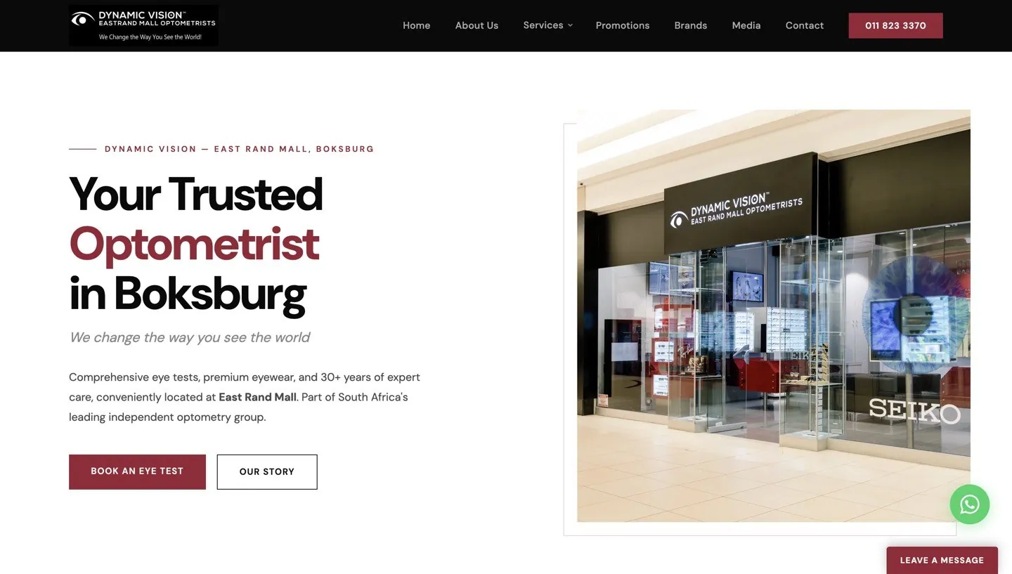 Dynamic Vision Optometrist website