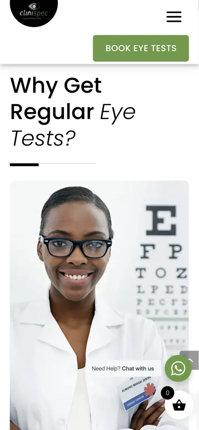 An optometry website by Avily, shown on an iPad