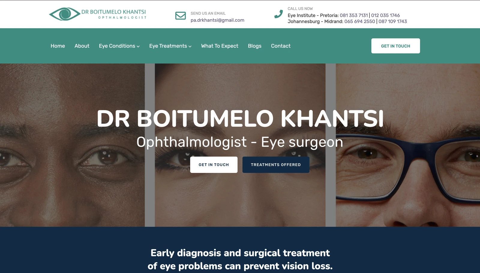 An optometry website by Avily