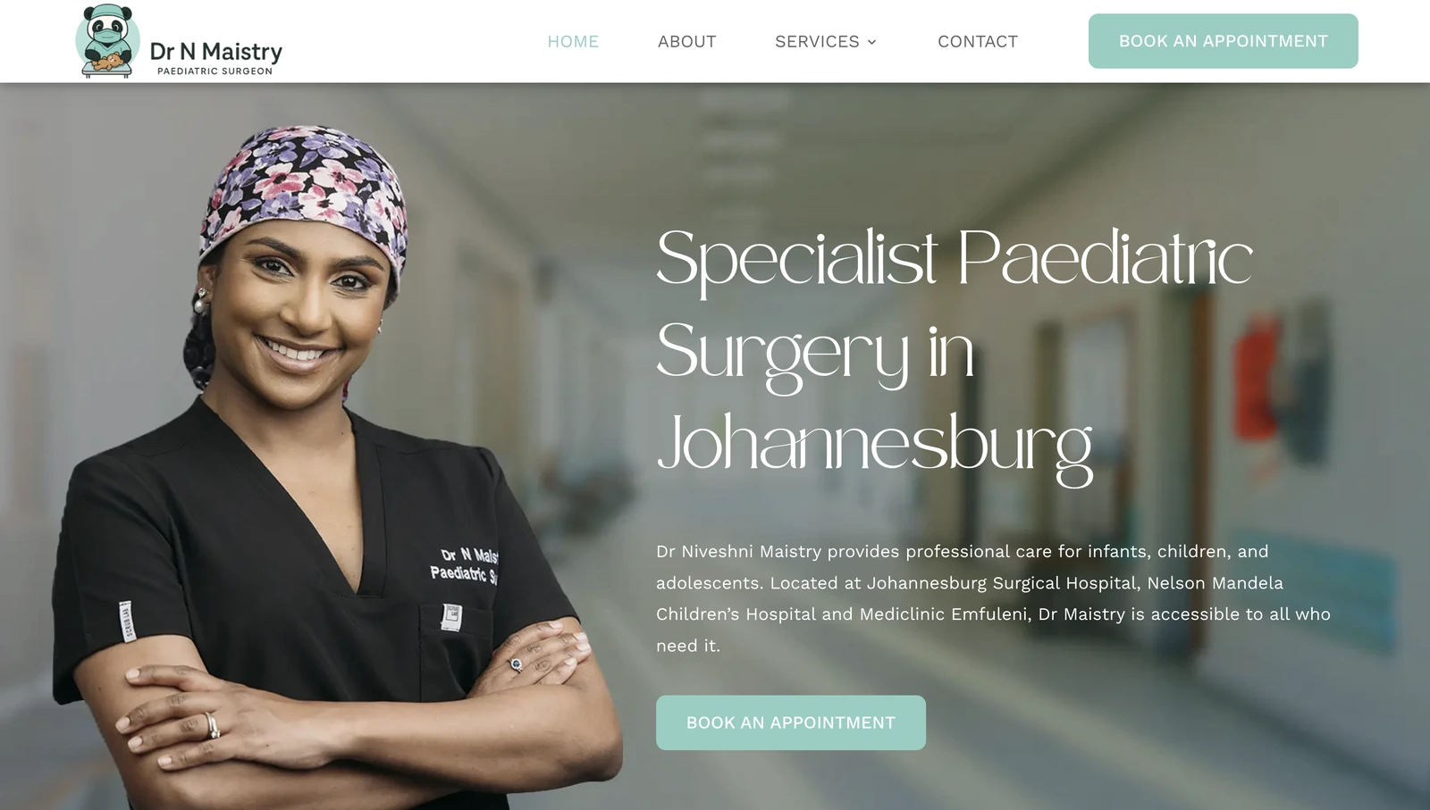 Dr Niveshni Maistry's paediatric website, designed by Avily