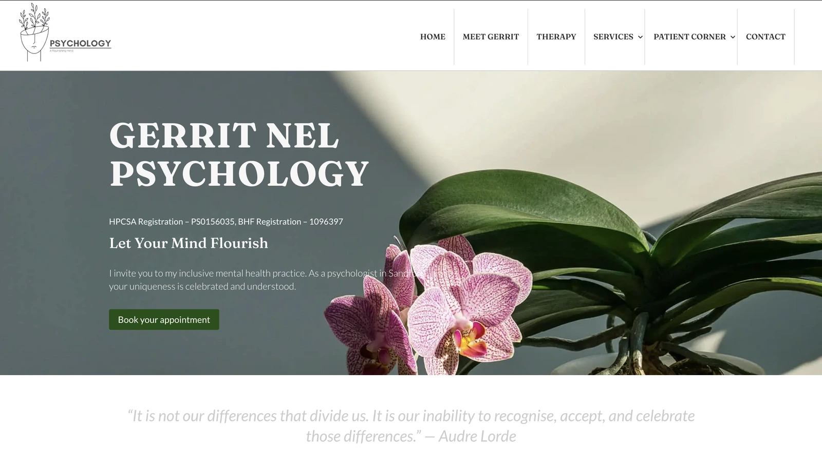 A psychology practice website by Avily